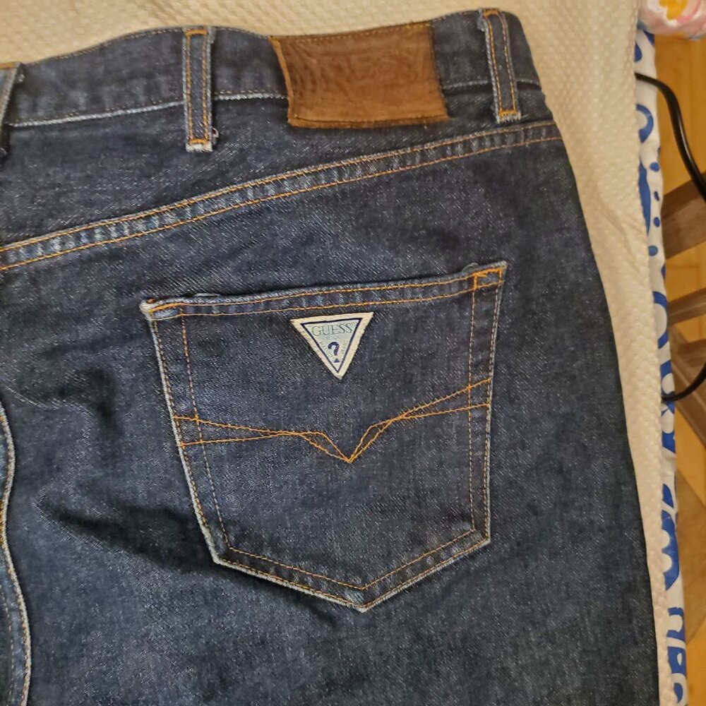 Vintage Guess Jeans USA Made W40 L34 Button Fly Dark Wash Denim - Picture 4 of 4